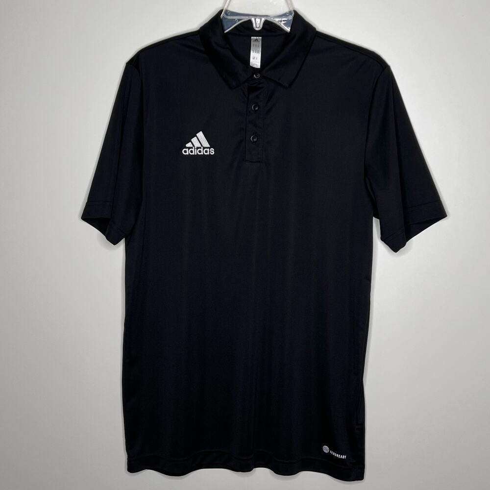Adidas Black Golf Polo Shirt Men's Medium Polyester Aeroready Athletic Stretch